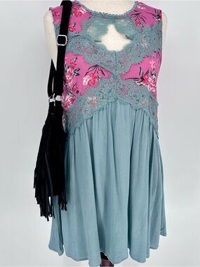 Floral Lace Babydoll Dress Fairy Grunge Coquette Boho Free People Style